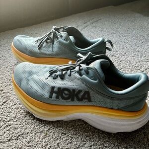 HOKA Gray and Yellow Running Shoes